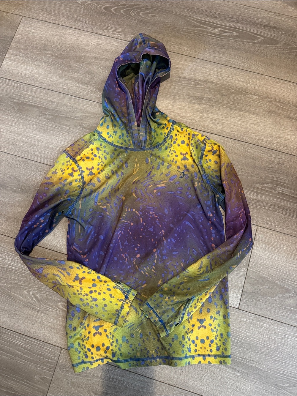 Reel Legends Yellow and Purple Speckled Hooded Top